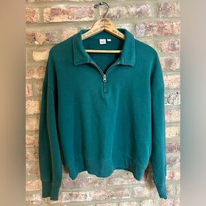 Gap Oversized Quarter Zip Mock-Neck Sweatshirt